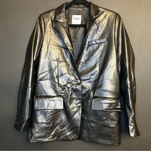 Zara Women's Metallic Black Blazer
